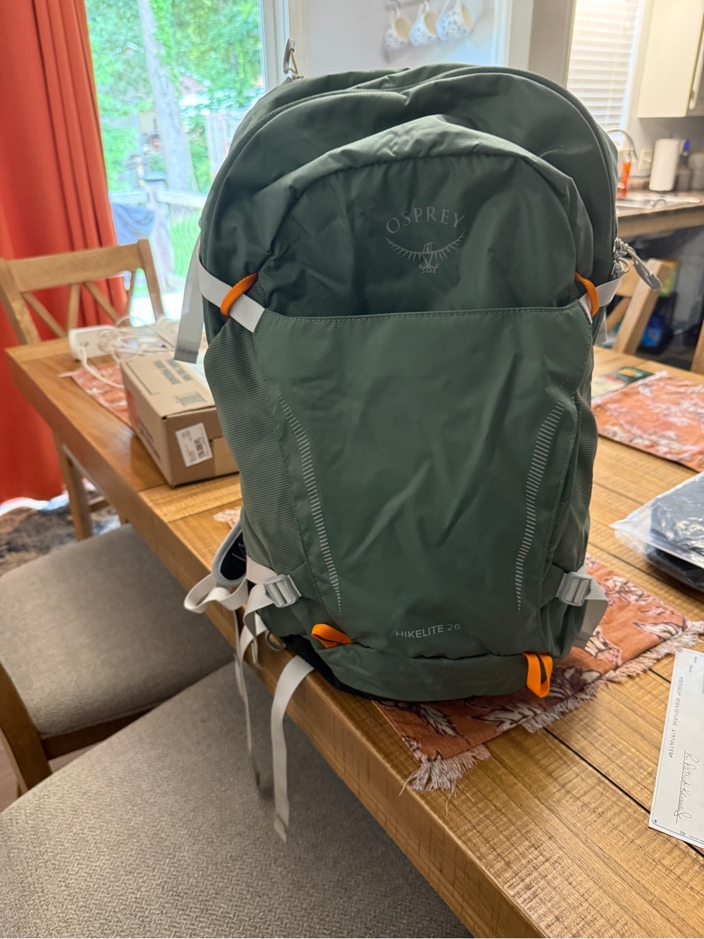 OSPREY Green Daypack with Orange Accents